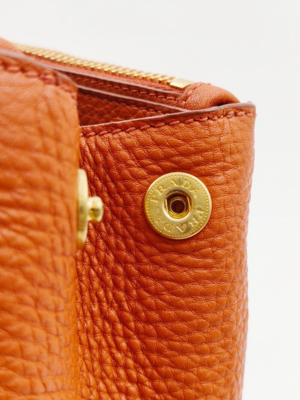 Prada Orange Vitello Daino Leather Large Satchel Handbag - Picture 9 of 16